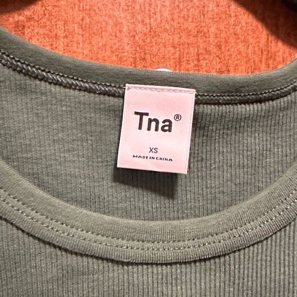 TNA Forest Green Ribbed Crop Top - Picture 2 of 3